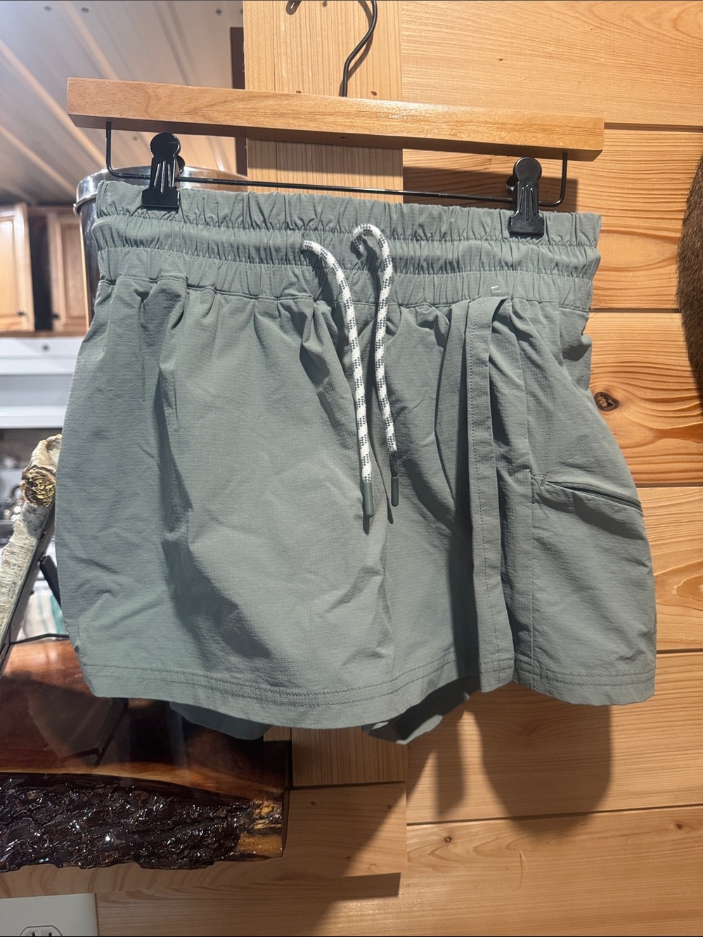 Avalanche Light Sage Drawstring Athletic Shorts
